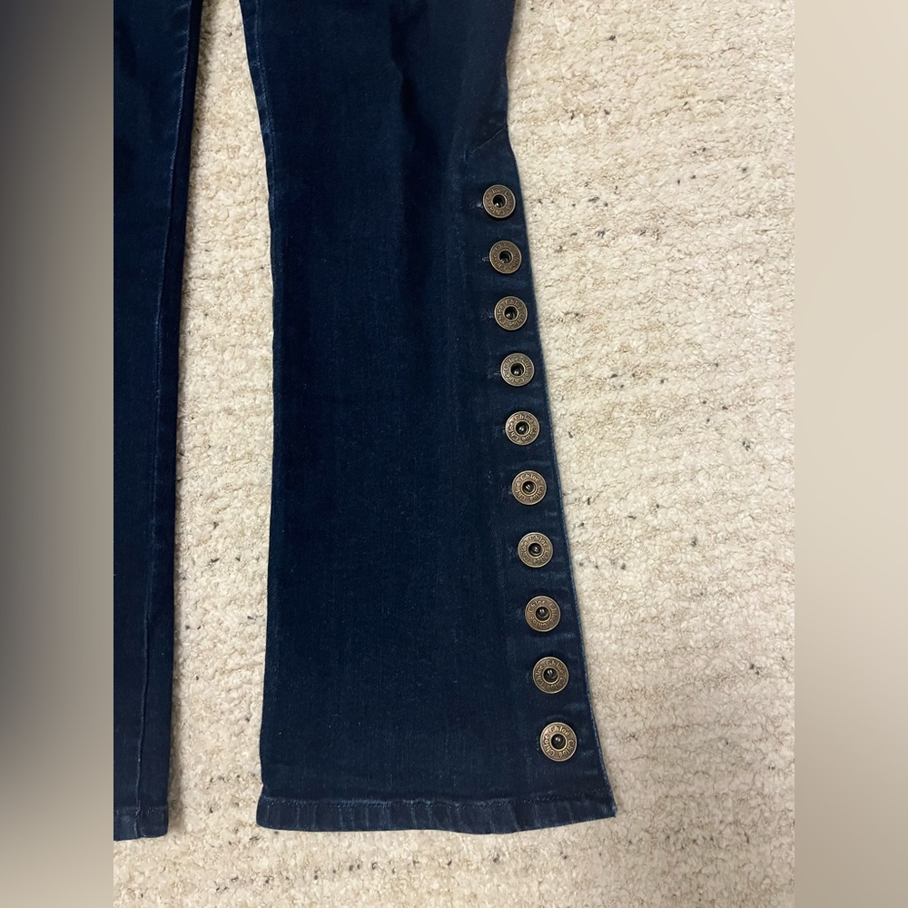 Chloe Dark Navy Button-Trim Women's Jeans - Picture 2 of 5